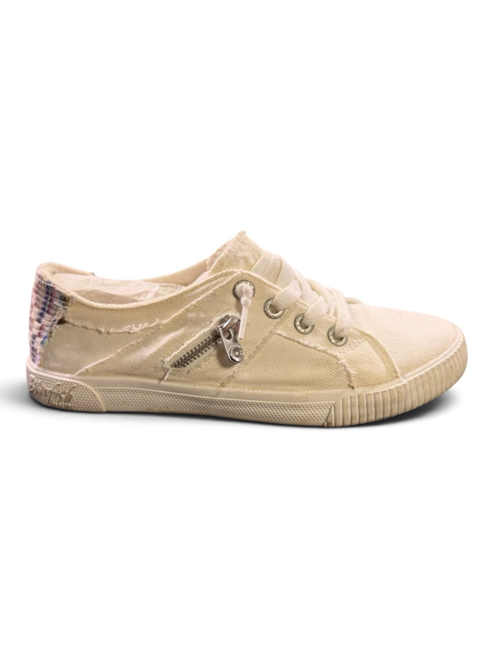 Blowfish Malibu Women’s white  Canvas Distressed Zip Sneakers Size 8